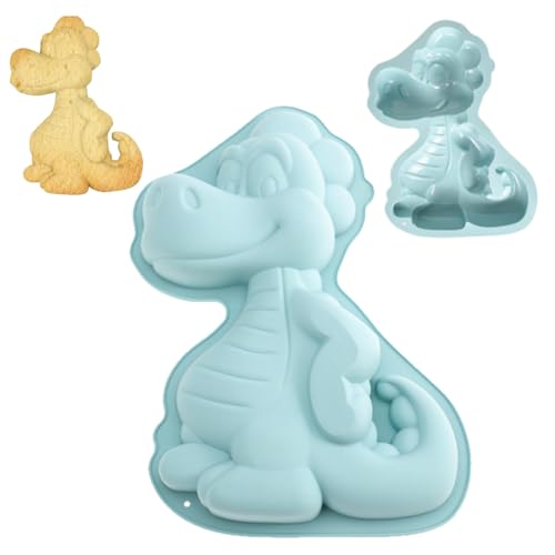Dinosaurier Silikon Kuchenform, Backform Dinosaurier 3d, Kuchenform Dinosaurier, For Party Baking Moulds Such As Cakes Chocolates Desserts Etc Kindergeburtstag Silikonform (Blau) von Vyrthalis