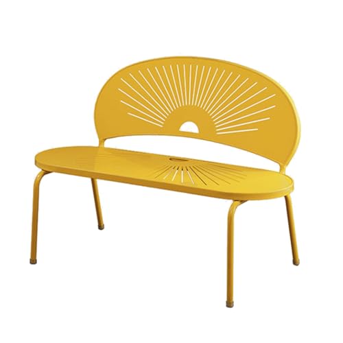 Gartenbänke, Kleine Gartenbank, Gusseisenbank mit Bogenbeinen für Vorgarten, Park, Veranda, Rasen, Balkon, Hinterhof Usw.(Yellow,140 * 60 * 84cm) von Vzhrvd