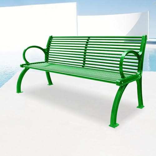Metallbank, Klassische Gartenbank, Gartenbank mit Lattenrost-Rückenlehne und Bequemen Armlehnen – Ideal für Garten, Terrasse, Veranda und Rasen.(Light Green,120 * 63 * 77cm) von Vzhrvd