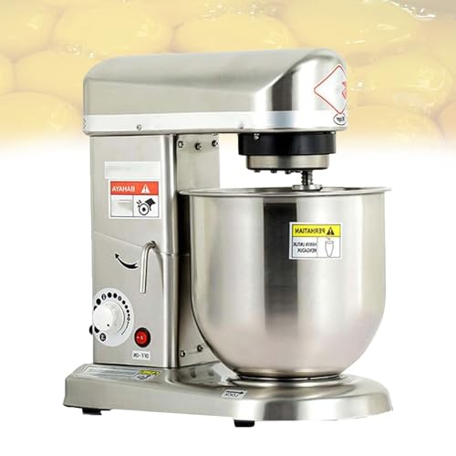 VzxCrue 5L/7L/10L Kommerzieller Standmixer für Lebensmittel, Teigmixer, 3 Geschwindigkeiten, kippbarer Kopf, Kuchenmixer, mit Rührbesen und Knethaken, für Bäckerei StainlessSteel-10L VzxCrue 5L/7L/10L Kommerzieller Standmixer für Lebensmittel, Teigmixer, 3 Geschwindigkeiten, kippbarer Kopf, Kuchenmixer, mit Rührbesen und Knethaken, für Bäckerei StainlessSteel-10L von VzxCrue