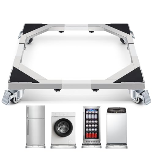 Edelstahl Waschmaschine Dolly Cart, 700lbs Möbel Dollys mit lockble Räder, verstellbare Mobile Roller Kühlschrank Stand Base für Waschmaschine von W B D WEIBIDA