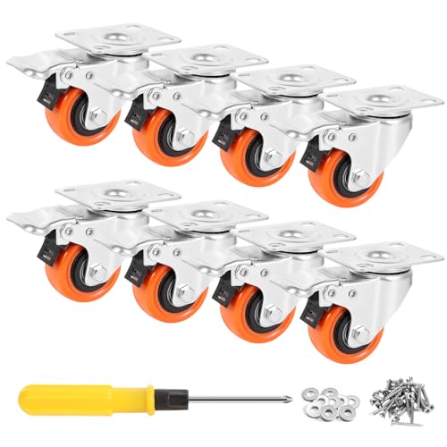 W B D WEIBIDA 50mm Lenkrollen mit Bremse, 360-Grad Möbelrollen Schwerlast mit 68KG Tragfähigkeit pro Stück, Lautlose Polyurethan Rollen mit Doppelverriegelung für Möbel Transport, Tisch, 8er-Set W B D WEIBIDA 50mm Lenkrollen mit Bremse, 360-Grad Möbelrollen Schwerlast mit 68KG Tragfähigkeit pro Stück, Lautlose Polyurethan Rollen mit Doppelverriegelung für Möbel Transport, Tisch, 8er-Set von W B D WEIBIDA