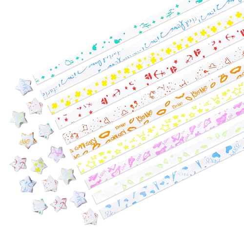1050 Stück Papierstreifen Fröbelsterne Papierstreifen Origami Papier Star Paper Glühende Sterne Origami-Streifen Beschreibbar für Geburtstag Valentinstag Weihnachten und andere Anlässe (Gemischt) 1050 Stück Papierstreifen Fröbelsterne Papierstreifen Origami Papier Star Paper Glühende Sterne Origami-Streifen Beschreibbar für Geburtstag Valentinstag Weihnachten und andere Anlässe (Gemischt) von W Rxkiocs