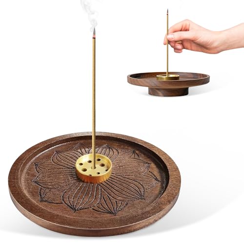 Räucherstäbchen Halter Räucherstäbchenhalter Incense Burner Incense Holder Räucherstäbchen-Halter Hölzerner Lotus-Räucherstäbchen-Brenner Neun Löcher Weihrauchbrenner für Meditation Yoga Raum von W Rxkiocs