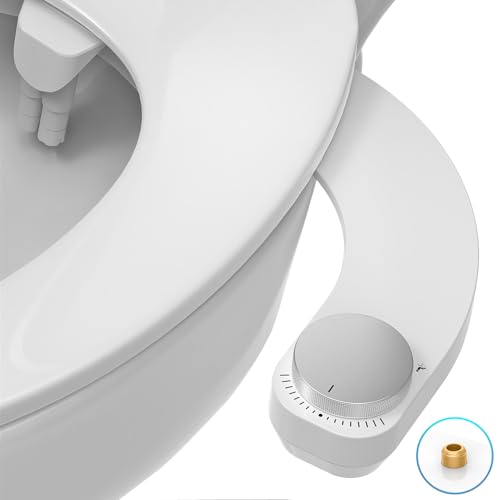 WITHLENT Bidet Aufsatz - Ultra-Slim linkes Hand Bidet Nicht Elektrisch Einsatz Für Toilette mit,Doppel Düsen Bidet Toilettenaufsatz,Front- und Heckreinigung,WC-Aufsatz,Po-Dusche, Taharet (Silber) von W WITHLENT