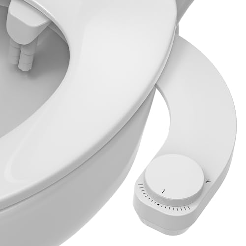 WITHLENT Bidet Aufsatz Für Toilette - Ultra-Slim linkes Hand Bidet Nicht Elektrisch Einsatz Für Toilette mit,Doppel Düsen Bidet Toilettenaufsatz,Front- und Heckreinigung,WC-Aufsatz (Weiß) von W WITHLENT