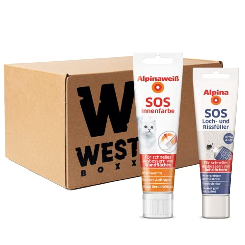 W West Boxx® Box aus Loch- und Rissfüller 100 ml & Innenfarbe Tube Weiß 100 ml für eine glatte & rissfreie Oberfläche, Ausbesserungsset für die Wand von W West Boxx