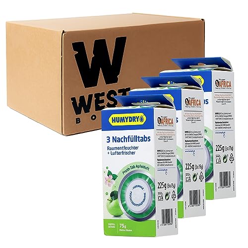 W West Boxx mit 3x Humydry Nachfülltabs, Apfel Tabs für Raumentfeuchter und Lufterfrischer, Fresh Tab mit Apfelduft, für kleine Räume von W West Boxx