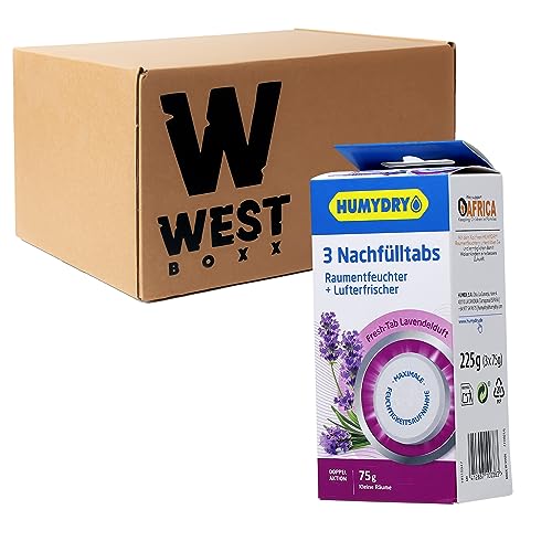 W West Boxx mit Humydry Nachfülltabs, Lavendel Tabs für Raumentfeuchter und Lufterfrischer, Fresh Tab mit Lavendelduft, für kleine Räume von W West Boxx