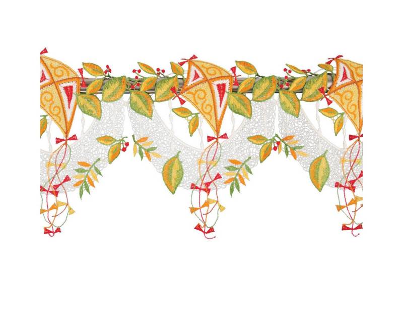 W. Reuter & Sohn - Plauener Spitze® Gardine Stangendeko "Drachen", Original Plauener Spitze, versch. Breiten, (7 St) von W. Reuter & Sohn - Plauener Spitze®