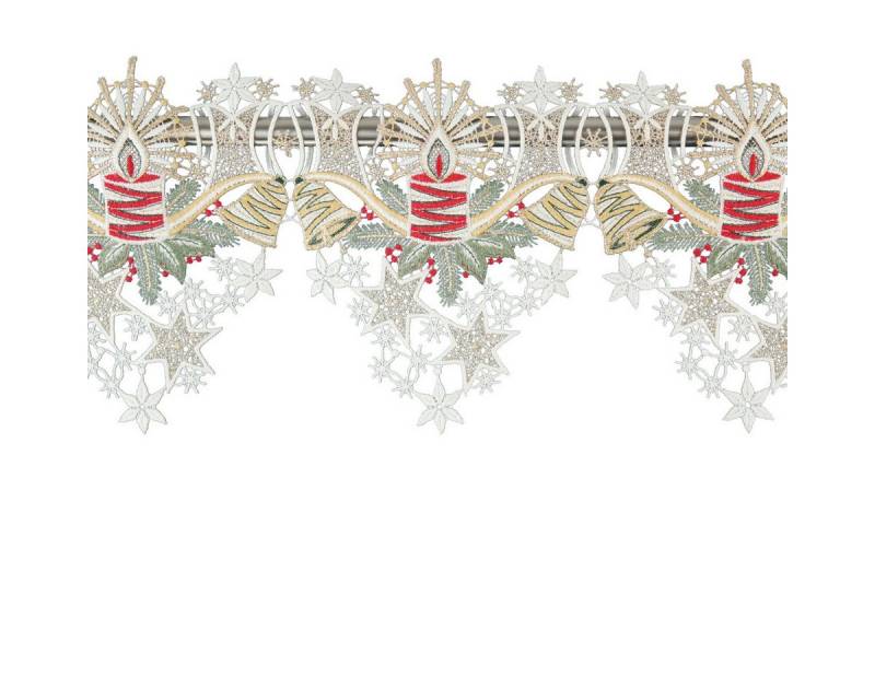 W. Reuter & Sohn - Plauener Spitze® Gardine Stangendeko "Kerze", Original Plauener Spitze, 160 cm / 10 Rapport, (10 St) von W. Reuter & Sohn - Plauener Spitze®