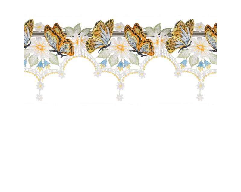 W. Reuter & Sohn - Plauener Spitze® Scheibengardine Stangendeko "Schmetterling", Original Plauener Spitze, 64 cm/4 Rapport, (4 St) von W. Reuter & Sohn - Plauener Spitze®