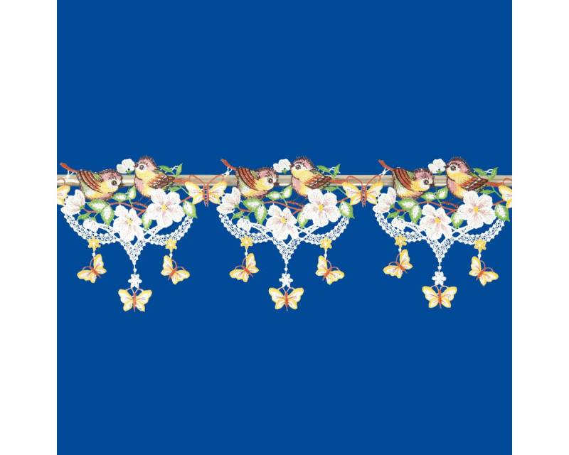 W. Reuter & Sohn - Plauener Spitze® Scheibengardine Stangendeko "Vögel und Schmetterlinge", Original Plauener Spitze, (2 St) von W. Reuter & Sohn - Plauener Spitze®