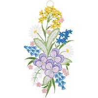 W. Reuter & Sohn - Plauener Spitze Fensterbild "Fensterbild "Blumenstrauß" farbig" von W. Reuter & Sohn - Plauener Spitze