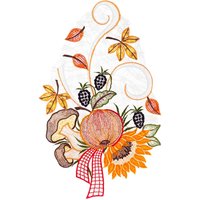 W. Reuter & Sohn - Plauener Spitze Fensterbild "Fensterbild "Herbstblumen" farbig" von W. Reuter & Sohn - Plauener Spitze