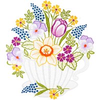 W. Reuter & Sohn - Plauener Spitze Fensterbild "Fensterbild "Kaffeetasse" farbig" von W. Reuter & Sohn - Plauener Spitze