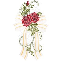 W. Reuter & Sohn - Plauener Spitze Fensterbild "Fensterbild "Rose" farbig" von W. Reuter & Sohn - Plauener Spitze