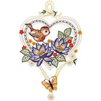 W. Reuter & Sohn - Plauener Spitze Fensterbild "Fensterbild "Sommergruß" farbig" von W. Reuter & Sohn - Plauener Spitze