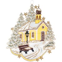 W. Reuter & Sohn - Plauener Spitze Fensterbild "Kapelle" Made in Germany von W. Reuter & Sohn - Plauener Spitze