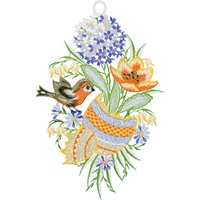 W. Reuter & Sohn - Plauener Spitze Fensterbild "Osterei und Vogel", Made in Germany von W. Reuter & Sohn - Plauener Spitze