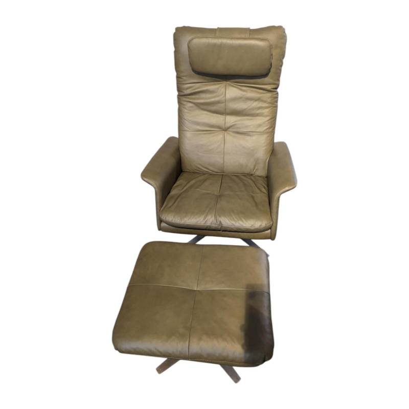 Sessel 31702 Leder Z6936 Camouflage Braun Grün Sternfuß Nickel Santiniert Mit Wi... von W. Schillig