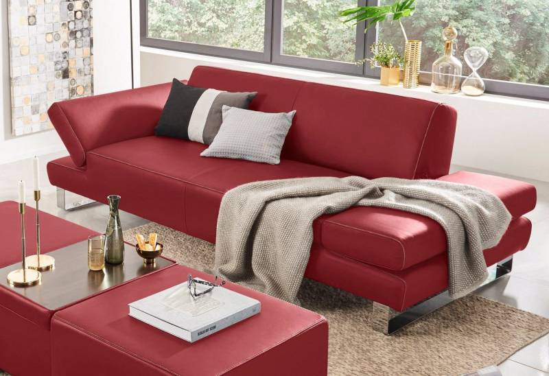 W.SCHILLIG 3-Sitzer taboo Designsofa mit hohem Sitzkomfort, mit Normaltiefe, inklusive Armlehnenverstellung, mit Kontrastnaht von W.SCHILLIG