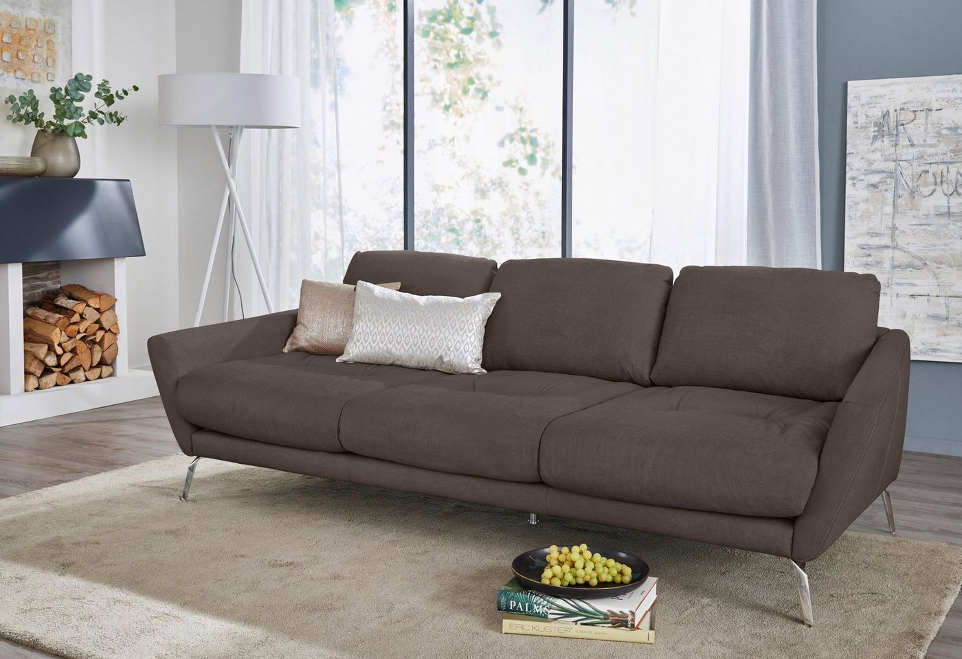 W.SCHILLIG Big-Sofa softy, mit dekorativer Heftung im Sitz, Füße Chrom glänzend von W.SCHILLIG