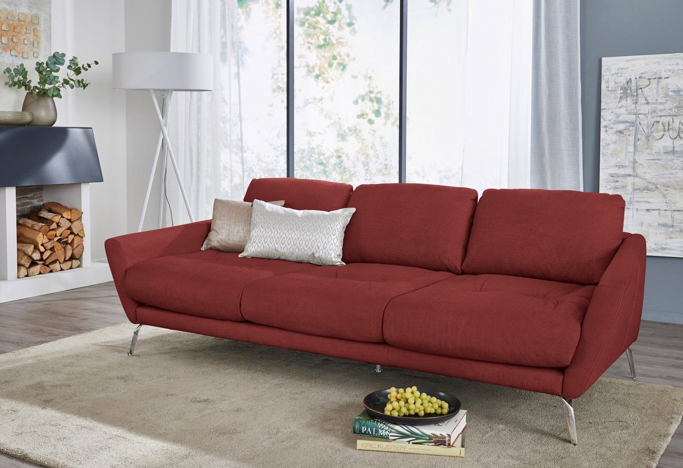 W.SCHILLIG Big-Sofa softy, mit dekorativer Heftung im Sitz, Füße Chrom glänzend von W.SCHILLIG