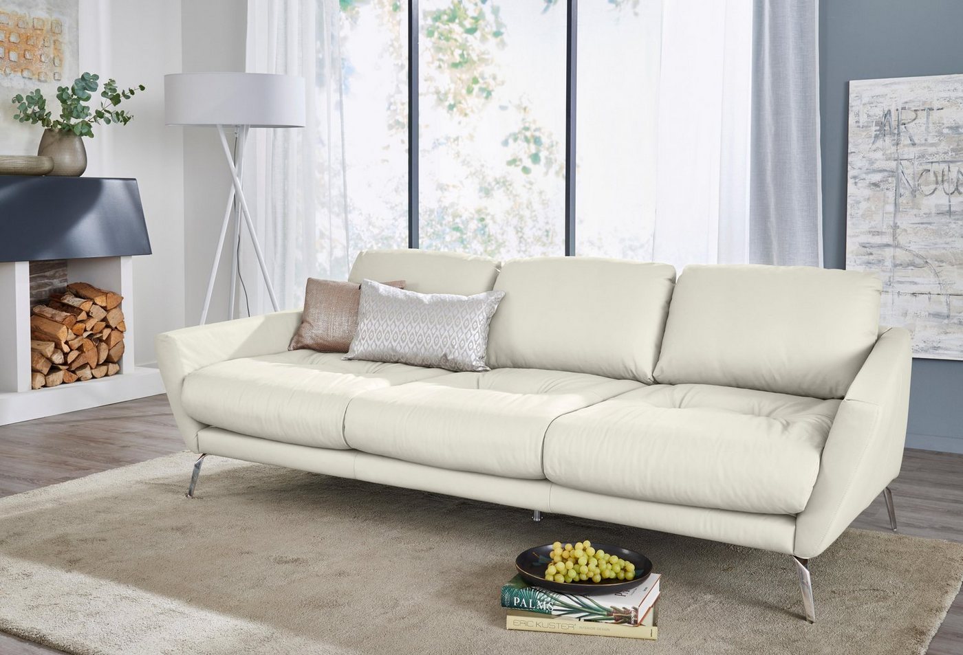 W.SCHILLIG Big-Sofa softy, mit dekorativer Heftung im Sitz, Füße Chrom glänzend von W.SCHILLIG