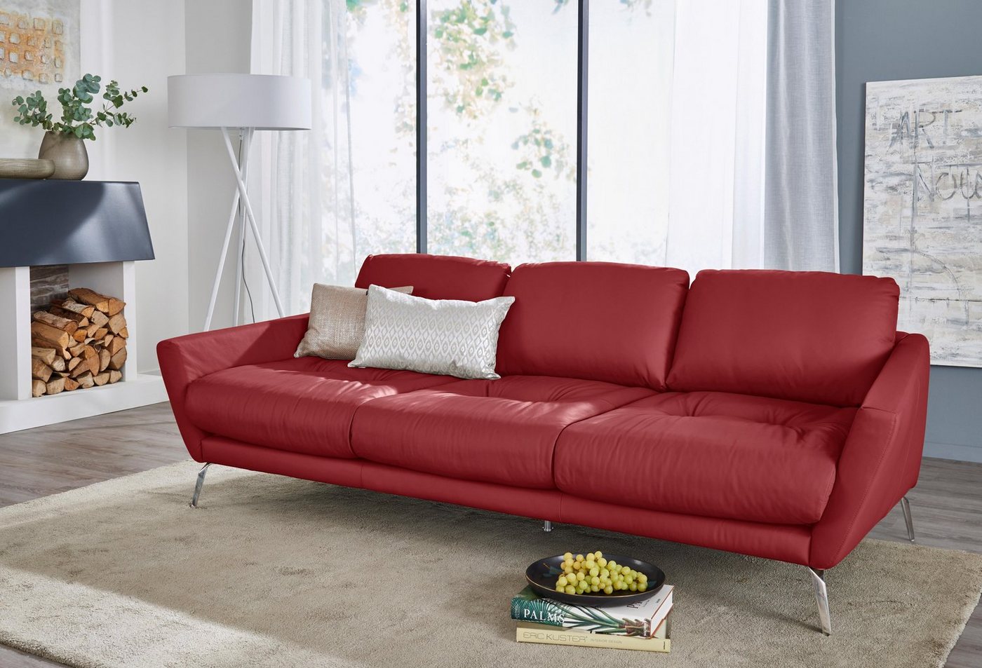 W.SCHILLIG Big-Sofa softy, mit dekorativer Heftung im Sitz, Füße Chrom glänzend von W.SCHILLIG