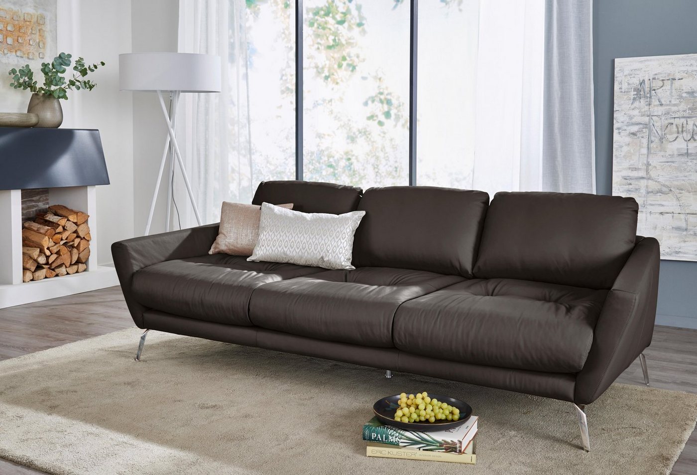 W.SCHILLIG Big-Sofa softy, mit dekorativer Heftung im Sitz, Füße Chrom glänzend von W.SCHILLIG