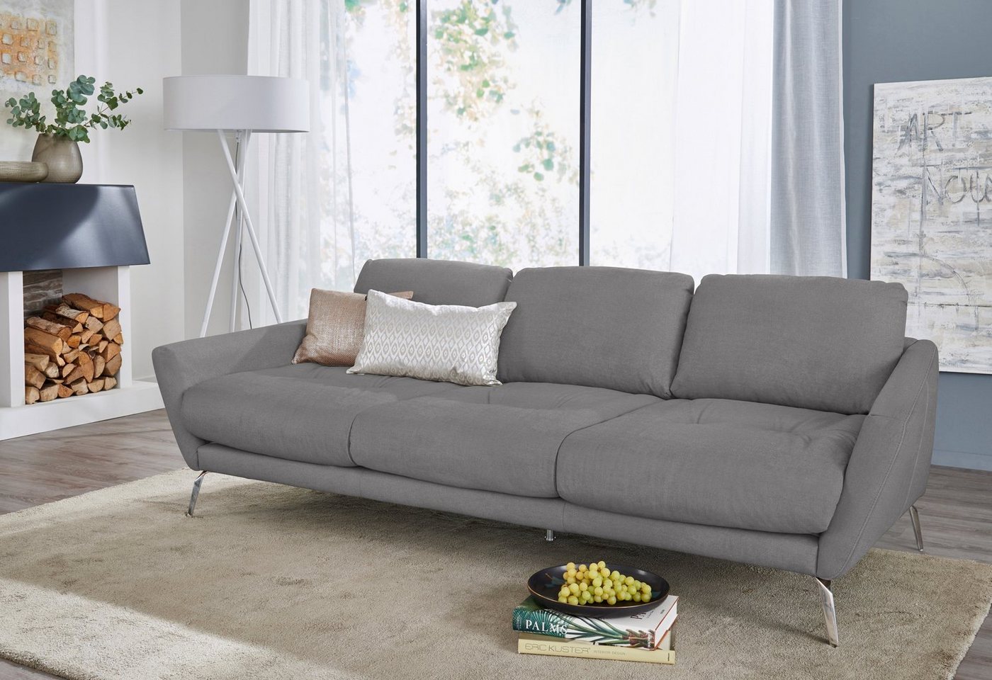 W.SCHILLIG Big-Sofa softy, mit dekorativer Heftung im Sitz, Füße Chrom glänzend von W.SCHILLIG