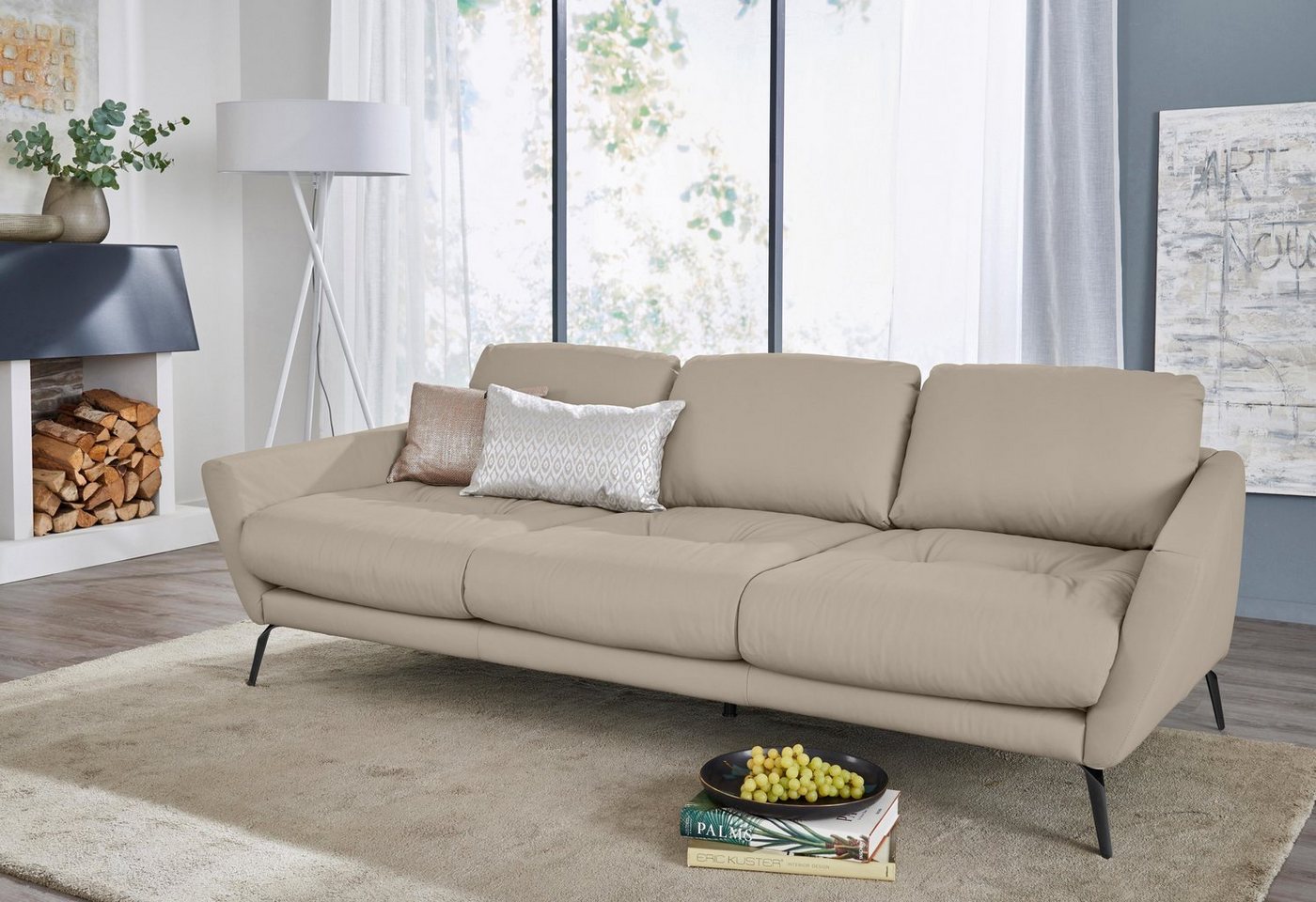 W.SCHILLIG Big-Sofa softy, mit dekorativer Heftung im Sitz, Füße schwarz pulverbeschichtet von W.SCHILLIG