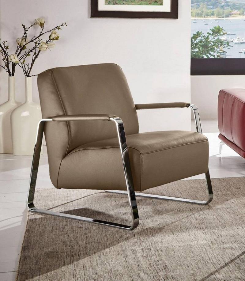 W.SCHILLIG Cocktailsessel quadroo Designsessel, Loungesessel, mit bezogenen Armlehnen, Gestell in Chrom glänzend von W.SCHILLIG