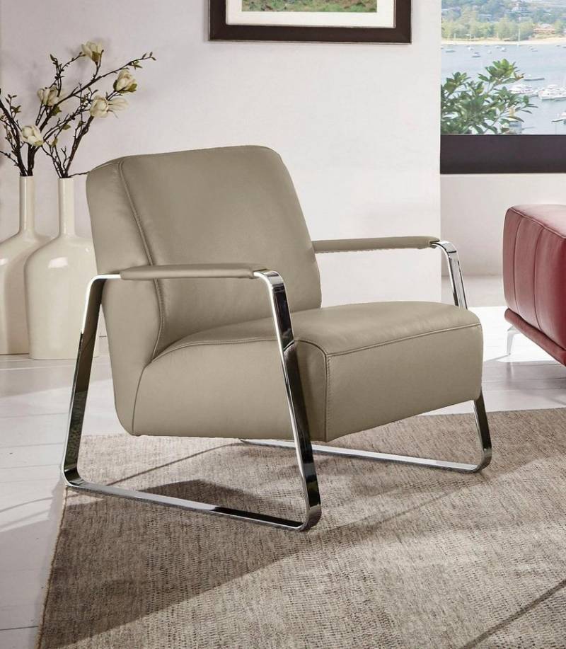 W.SCHILLIG Cocktailsessel quadroo Designsessel, Loungesessel, mit bezogenen Armlehnen, Gestell in Chrom glänzend von W.SCHILLIG