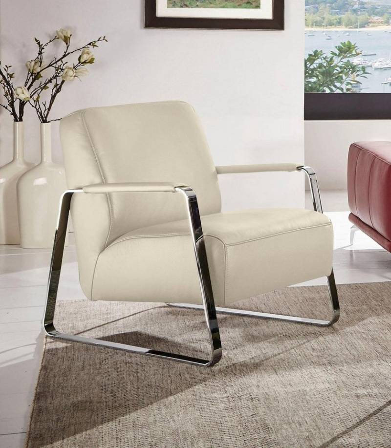 W.SCHILLIG Cocktailsessel quadroo Designsessel, Loungesessel, mit bezogenen Armlehnen, Gestell in Chrom glänzend von W.SCHILLIG