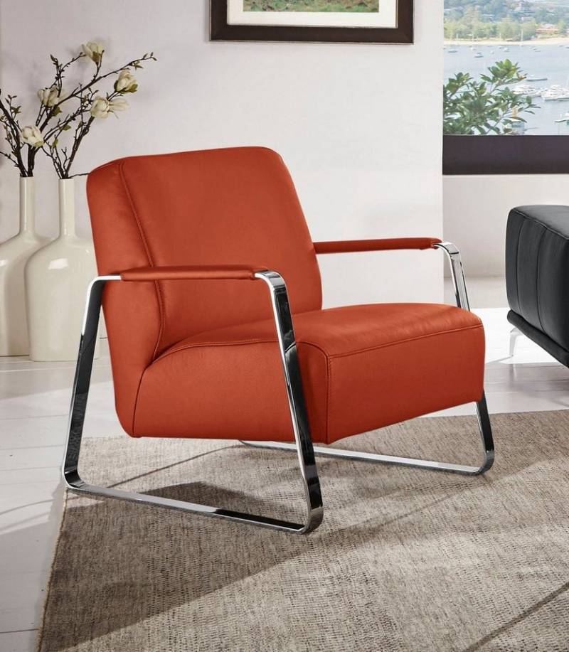 W.SCHILLIG Cocktailsessel quadroo Designsessel, Loungesessel, mit bezogenen Armlehnen, Gestell in Chrom glänzend von W.SCHILLIG