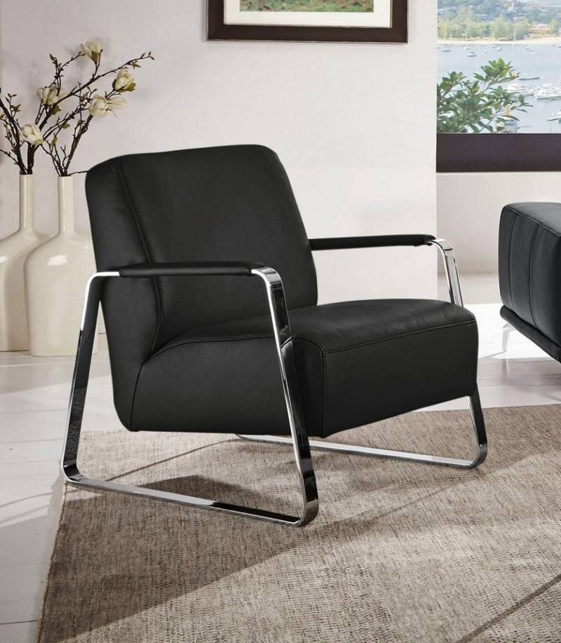 W.SCHILLIG Cocktailsessel quadroo Designsessel, Loungesessel, mit bezogenen Armlehnen, Gestell in Chrom glänzend von W.SCHILLIG