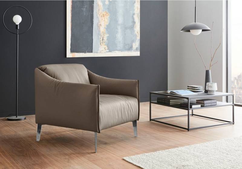 W.SCHILLIG Cocktailsessel sally Designsessel, Loungesessel, mit Metall-Winkelfüßen in Chrom glänzend von W.SCHILLIG