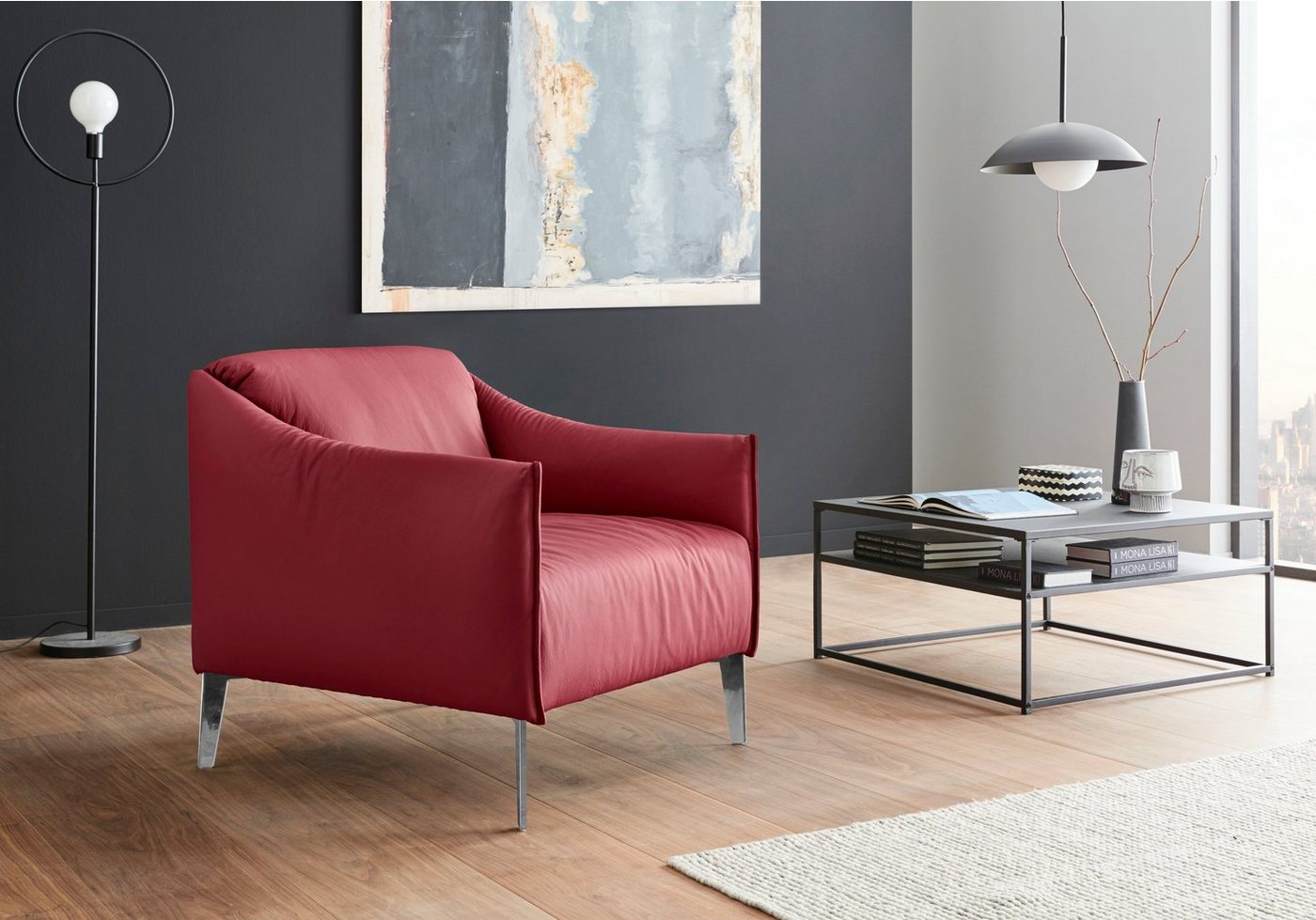 W.SCHILLIG Cocktailsessel sally Designsessel, Loungesessel, mit Metall-Winkelfüßen in Chrom glänzend von W.SCHILLIG