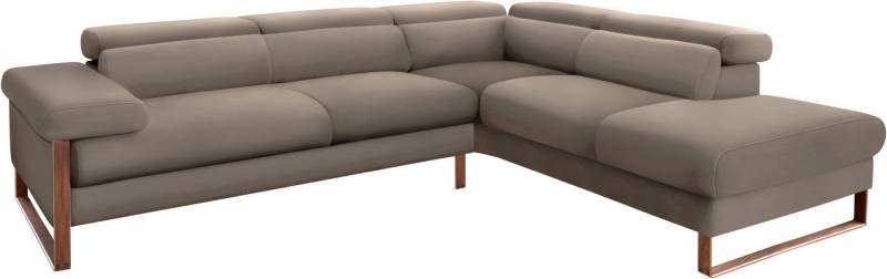W.SCHILLIG Ecksofa finn, Designsofa mit tollem Sitzkomfort, bequem, L-Form, German Design Award 2016, Fußgestell Nussbaum natur, Breite 281 cm von W.SCHILLIG