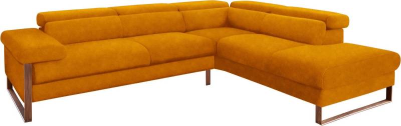 W.SCHILLIG Ecksofa finn, Designsofa mit tollem Sitzkomfort, bequem, L-Form, German Design Award 2016, Fußgestell Nussbaum natur, Breite 281 cm von W.SCHILLIG