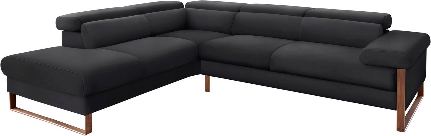 W.SCHILLIG Ecksofa finn, German Design Award 2016, Fußgestell Nussbaum natur, Breite 281 cm von W.SCHILLIG