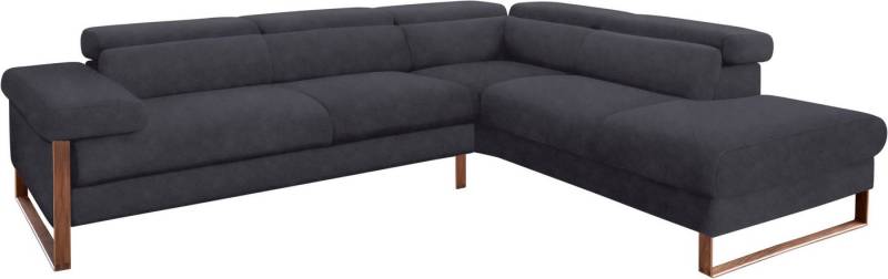 W.SCHILLIG Ecksofa finn, Designsofa mit tollem Sitzkomfort, bequem, L-Form, German Design Award 2016, Fußgestell Nussbaum natur, Breite 281 cm von W.SCHILLIG