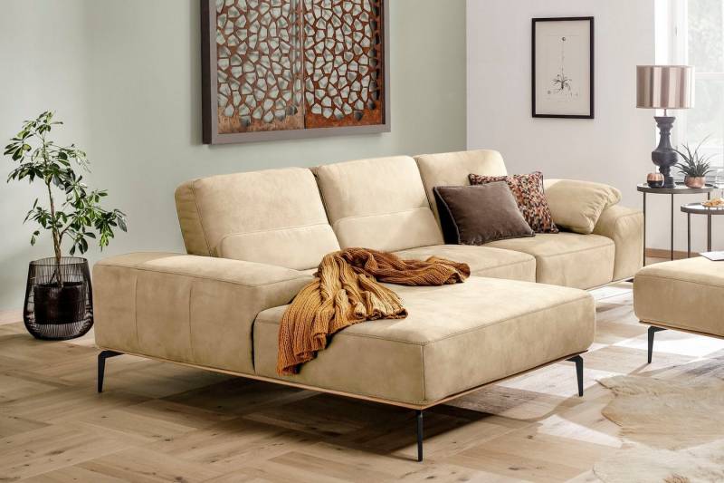 W.SCHILLIG Ecksofa run, mit Holzsockel, Füße in Schwarz pulverbeschichtet, Breite 299 cm von W.SCHILLIG