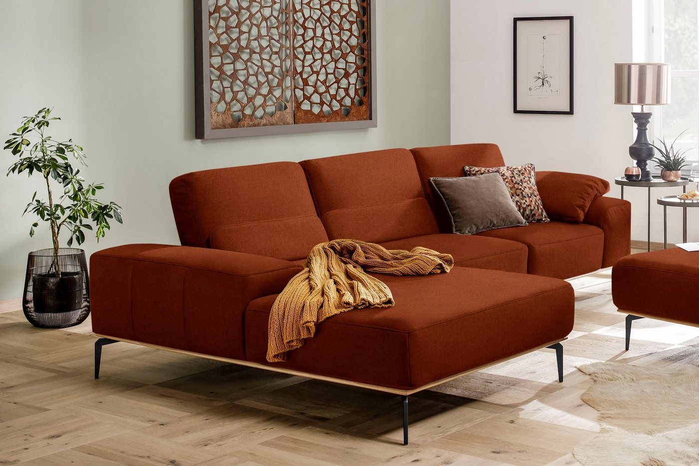 W.SCHILLIG Ecksofa run, mit Holzsockel, Füße in Schwarz pulverbeschichtet, Breite 319 cm von W.SCHILLIG