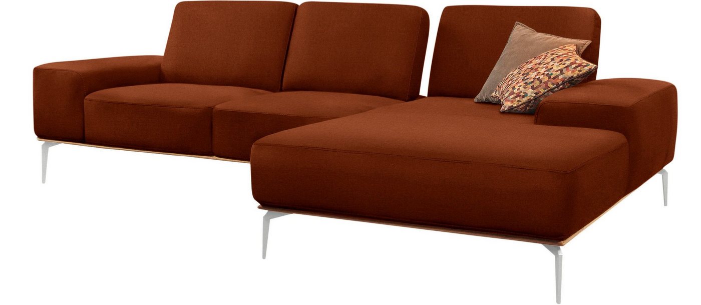 W.SCHILLIG Ecksofa run, mit elegantem Holzsockel, Füße in Chrom glänzend, Breite 279 cm von W.SCHILLIG