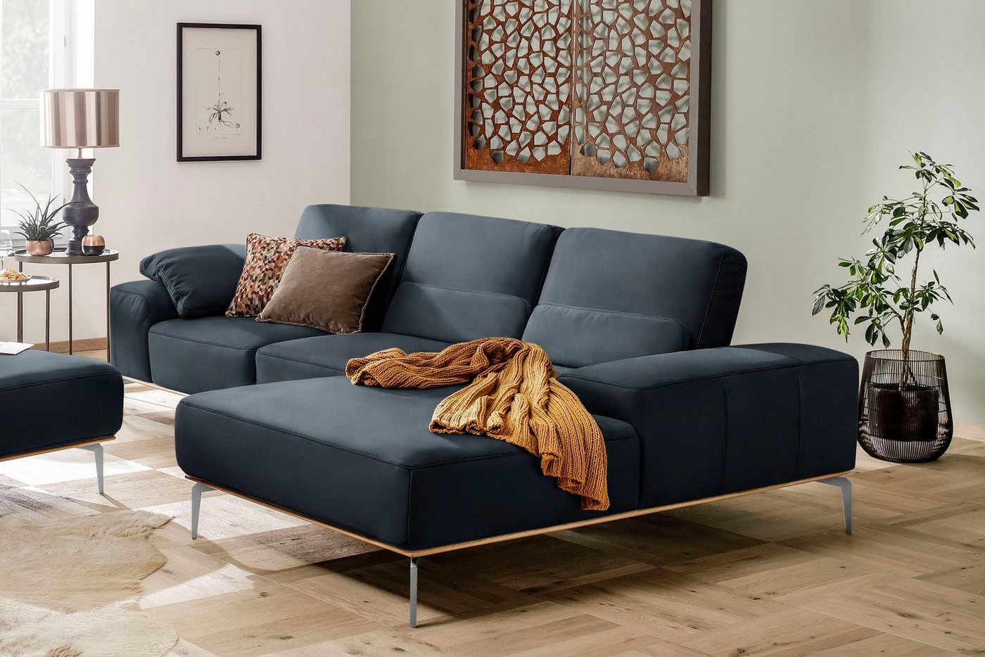 W.SCHILLIG Ecksofa run, mit elegantem Holzsockel, Füße in Chrom glänzend, Breite 299 cm von W.SCHILLIG