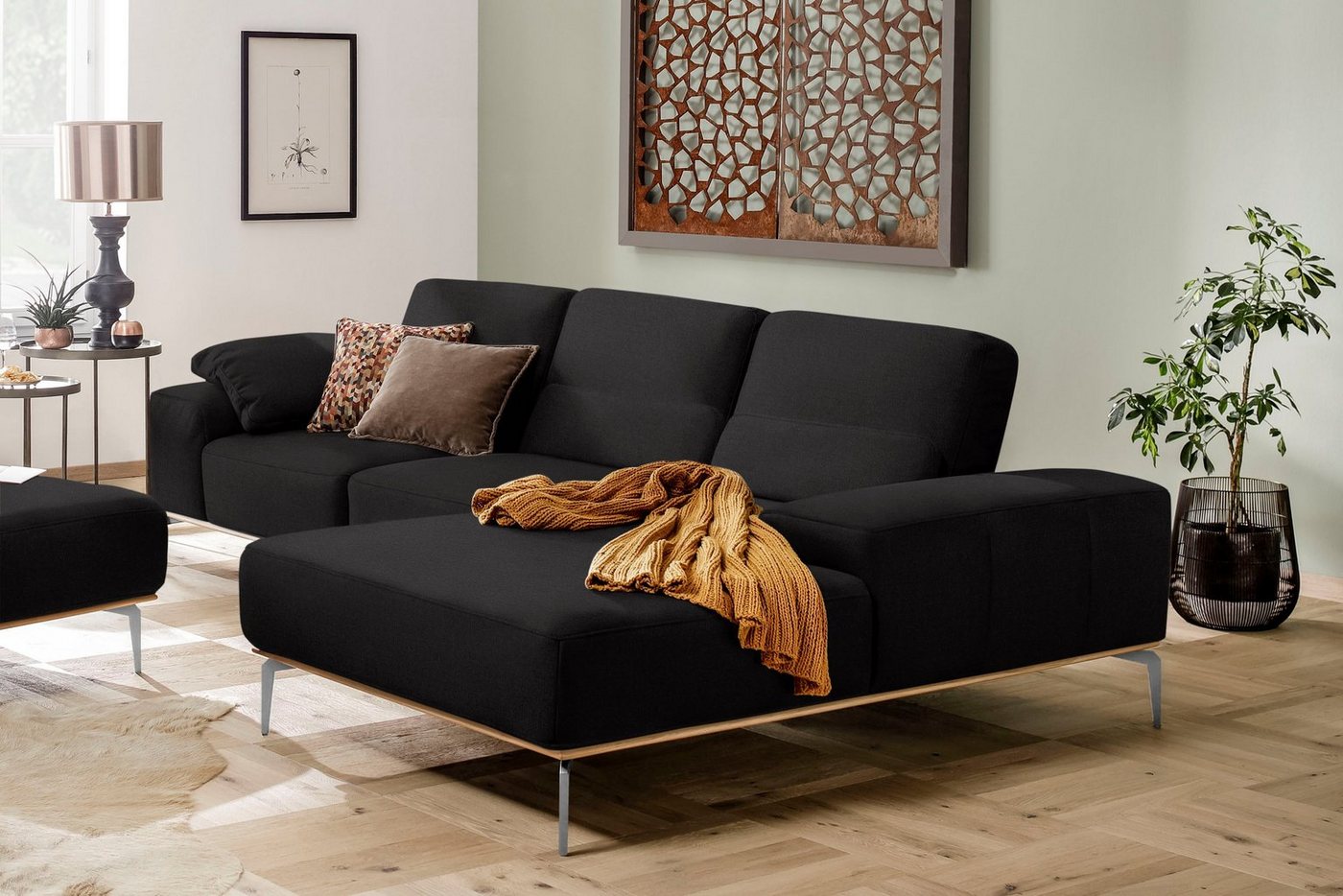 W.SCHILLIG Ecksofa run, mit elegantem Holzsockel, Füße in Chrom glänzend, Breite 299 cm von W.SCHILLIG