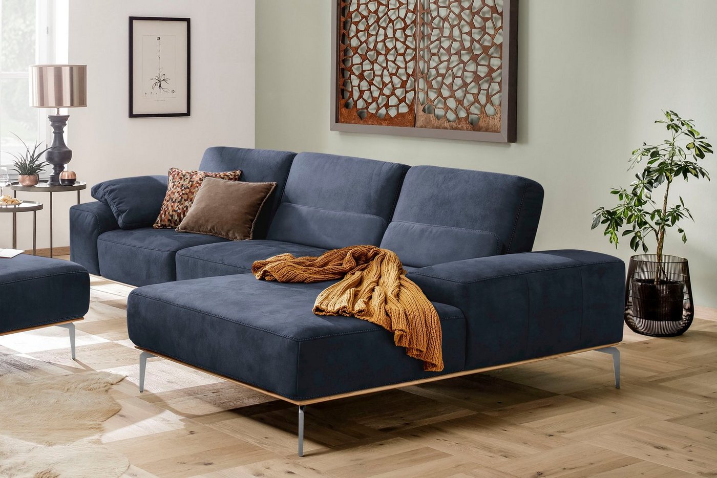 W.SCHILLIG Ecksofa run, mit elegantem Holzsockel, Füße in Chrom glänzend, Breite 319 cm von W.SCHILLIG